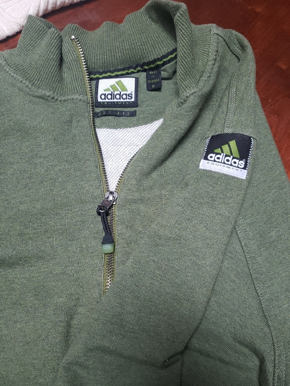 adidas Olive Green Quarter-Zip Sweater Pullover